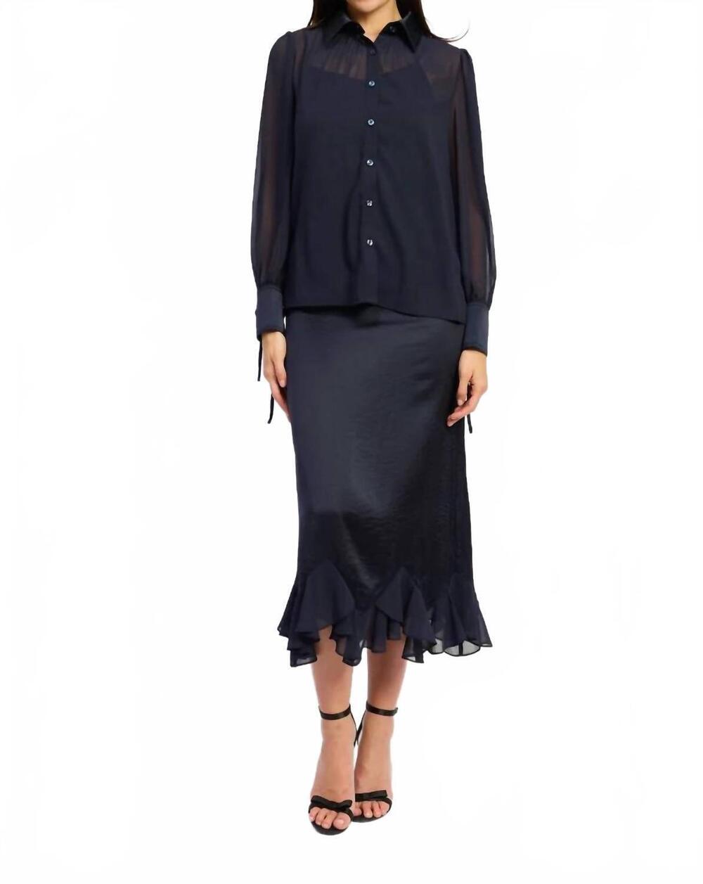 NEW EN SAISON gia slip skirt in midnight merino